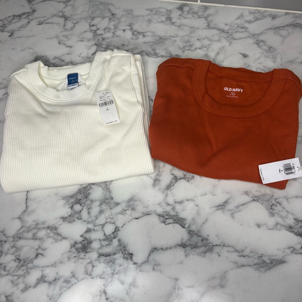 Two NEW Small Tall! Old Navy Seamless Ribbed Crewneck Tees